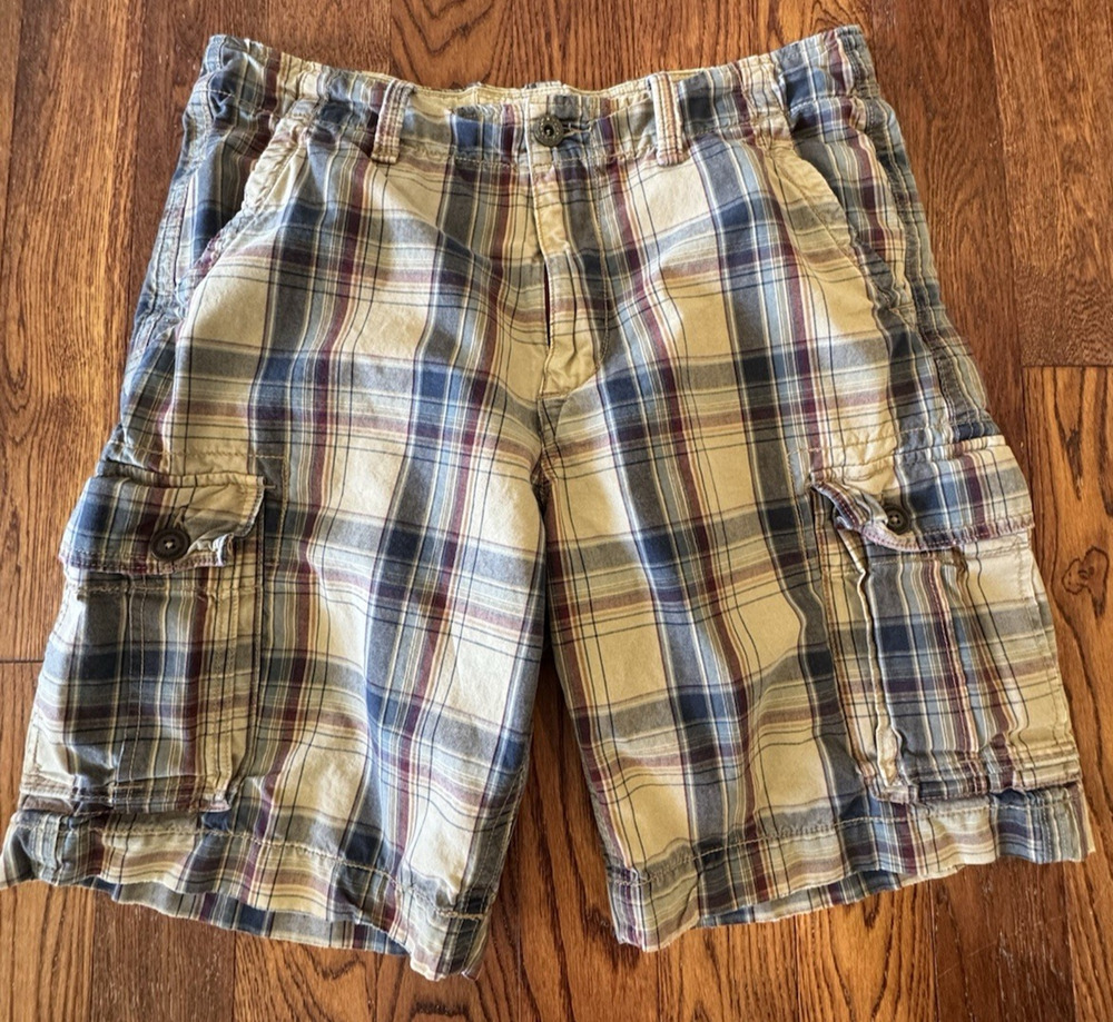 American Eagle Mens 36 Plaid Cargo Shorts Classic Gorpcore Utility Y2K Skater